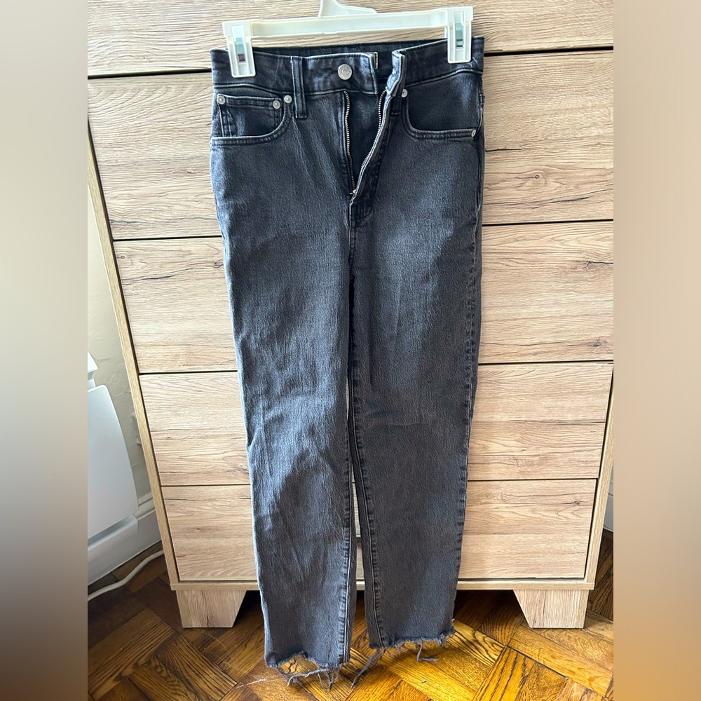 Curvy perfect vintage straight jean washed black Madewell